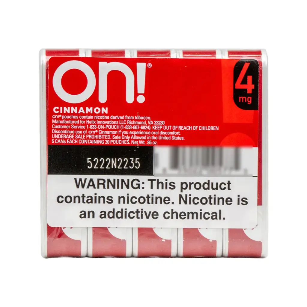 ON! NICOTINE POUCHES 5PK 4MG