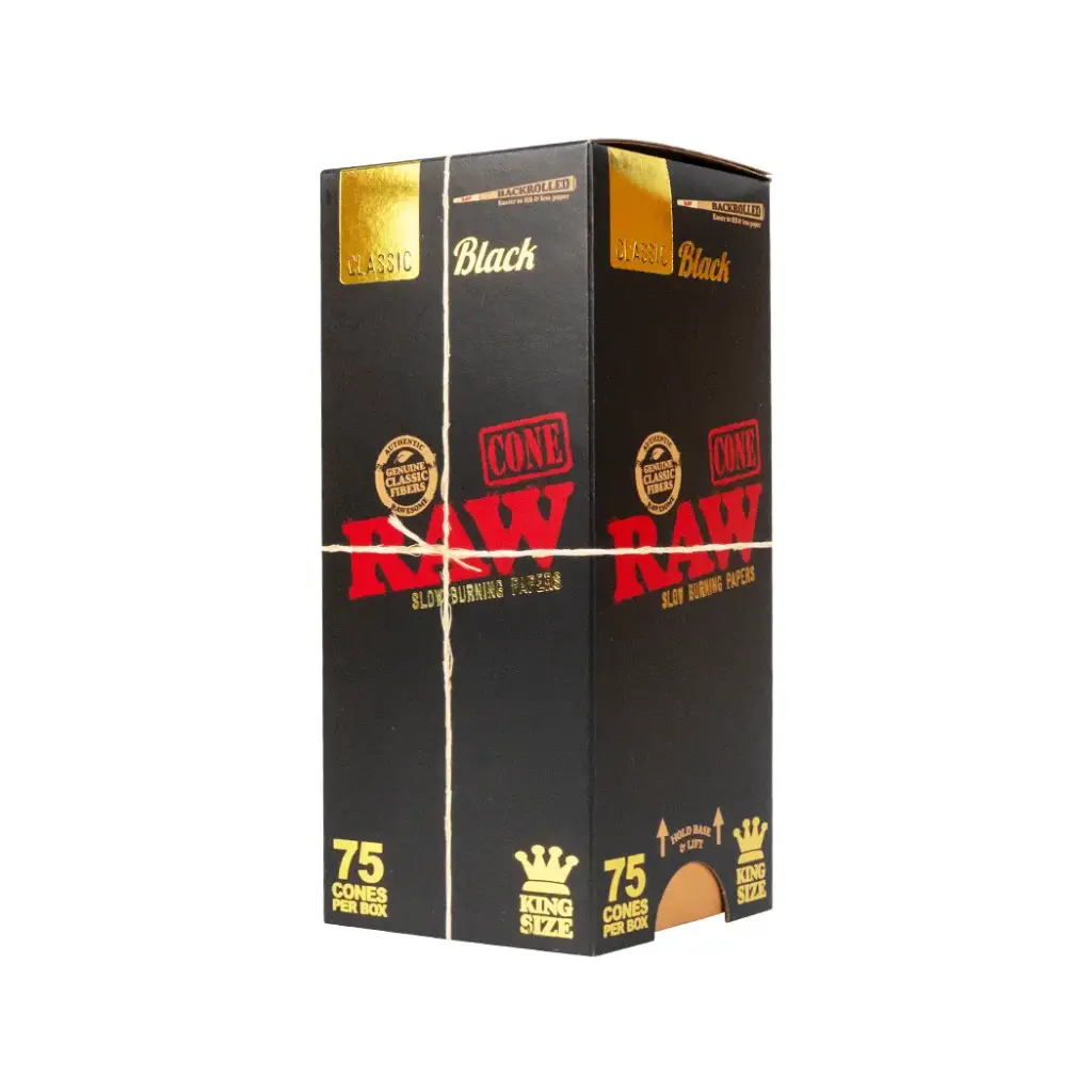 RAW BLACK CLASSIC KING SIZE 75 CONES PER BOX