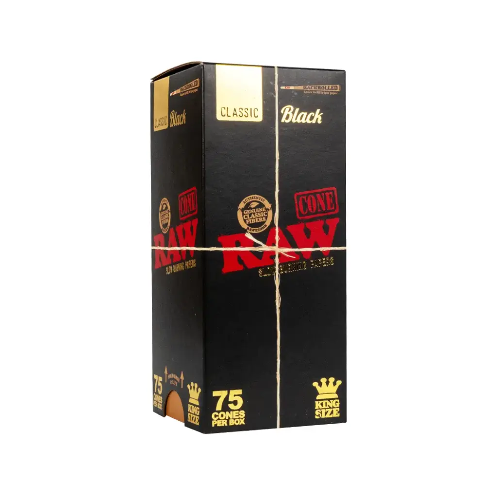RAW BLACK CLASSIC KING SIZE 75 CONES PER BOX