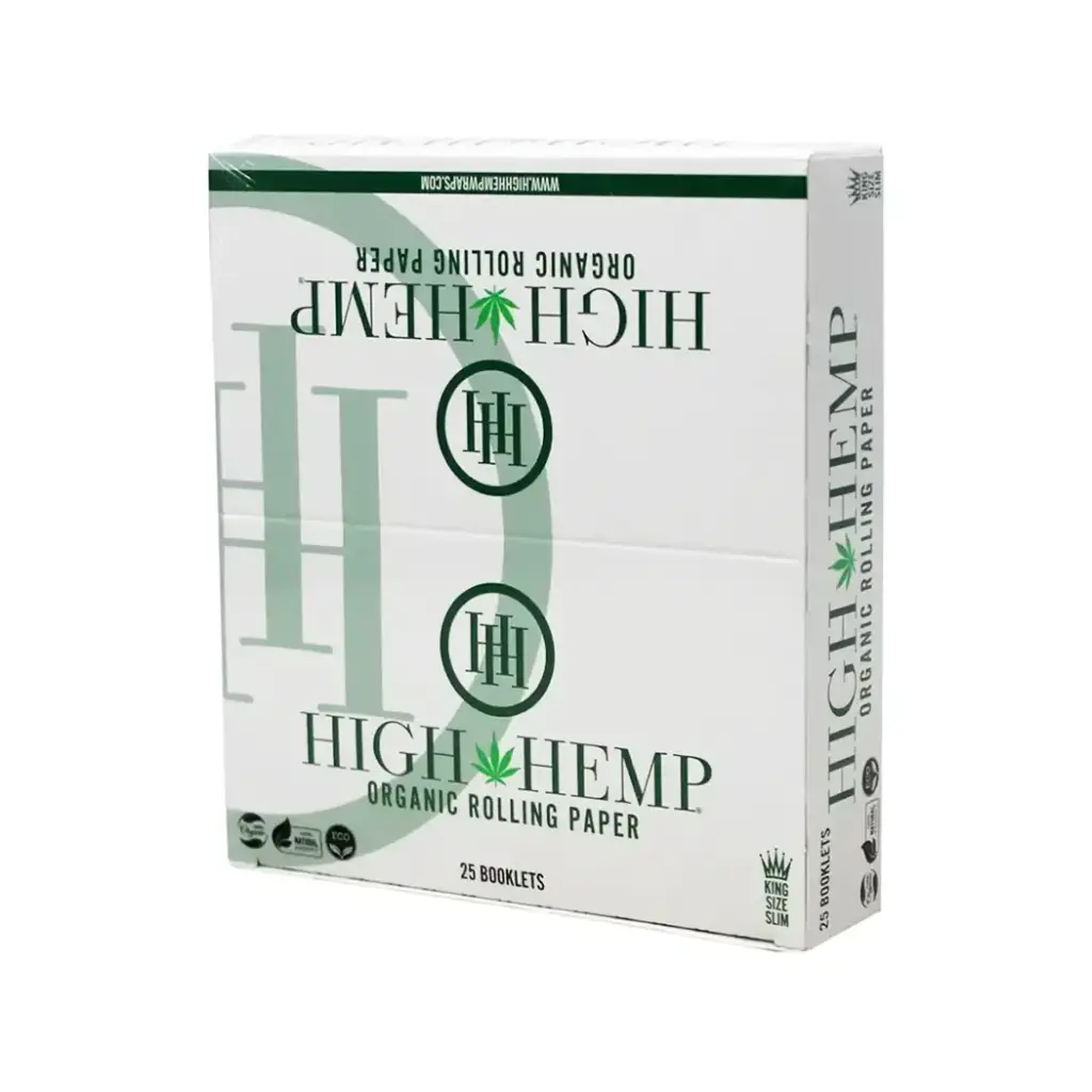 HIGH HEMP KING SIZE SLIM ORGANIC ROLLING PAPER 25 BOOKLETS