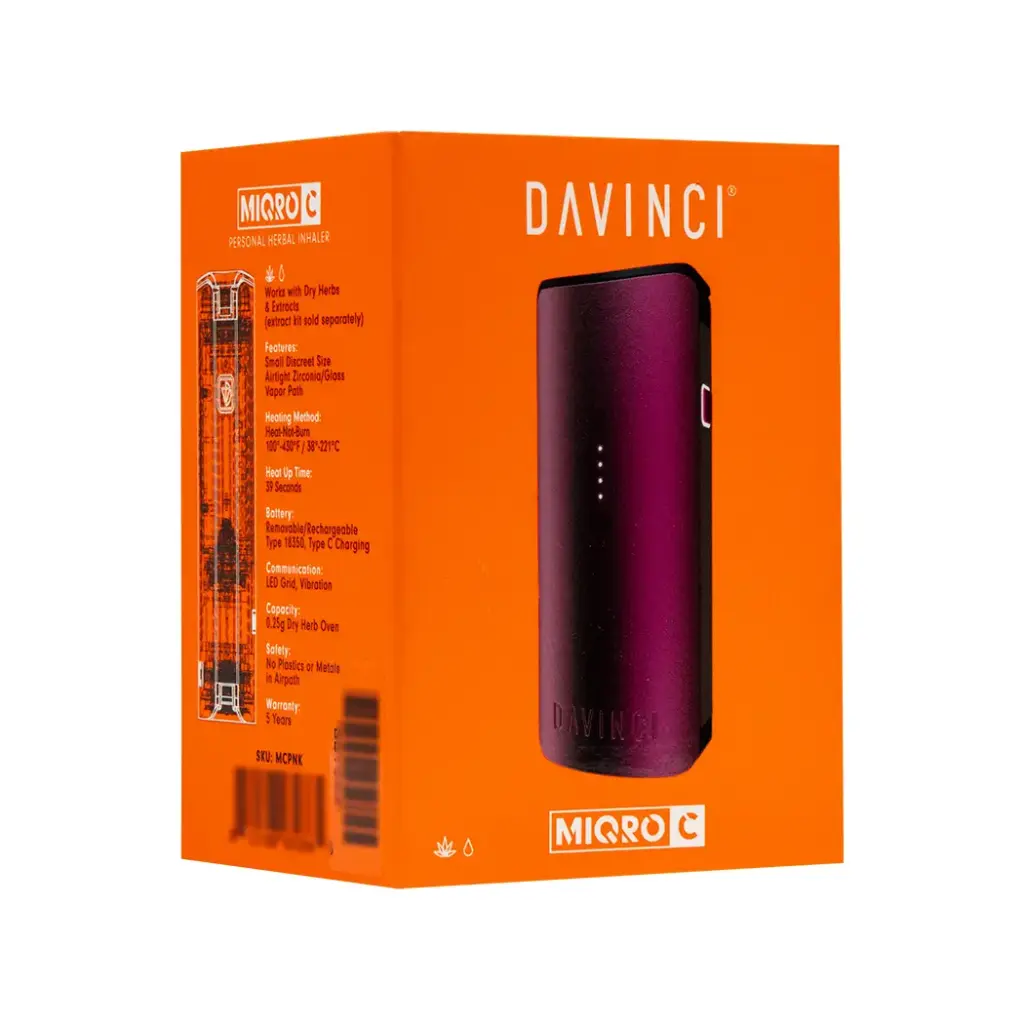 DAVINCI MIQRO-C VAPORIZER FOR DRY HERB AND CONCENTRATE PINK 1 BOX
