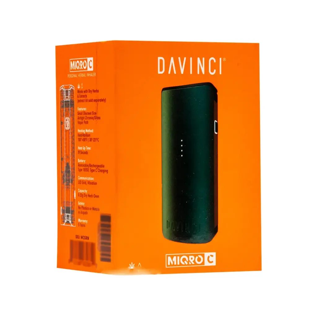 DAVINCI MIQRO-C VAPORIZER FOR DRY HERB AND CONCENTRATE GREEN 1 BOX